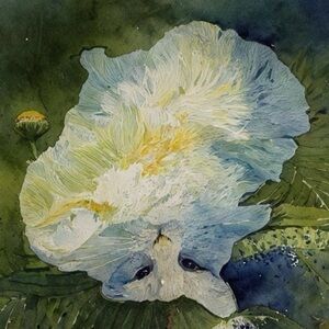 8.5x8.5in Watercolor Upside Down Abstract Cat Art - glossy paper print out